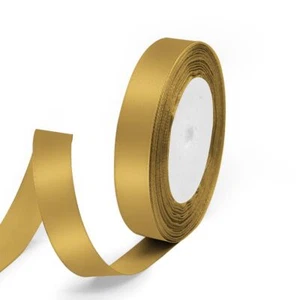 5/8" x 25 Yards Satin Ribbon Dark Gold Silk Ribbon Ideal for Gift Wrapping Fl... - Picture 1 of 6