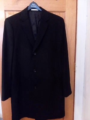 John W Nordstrom Wool Cashmere Black Overcoat Topcoat  - Image 1 of 4