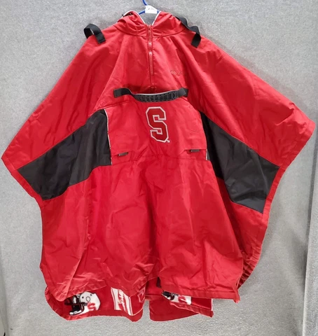 Stanford Cardinal Men Jacket One Size Red Rain Hooded Poncho Convertible Blanket Cover