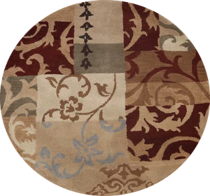 Patchwork Design Floral Round Rug 5x5 Indian Oriental Carpet - Picture 1 of 9