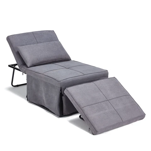 JOMEED 4-in-1 Multi Function Folding Single Sofa Convertible Sleeper Bed, Gray Cover