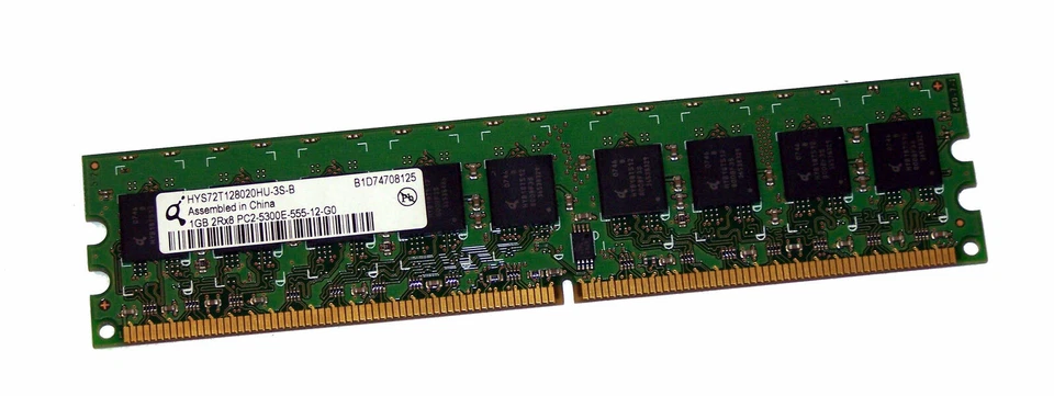 1GB PC2-5300E ECC Server 240-Pin DIMM Qimonda HYS72T128020HU-3S-B HP 384705-051 - Image 1 of 1