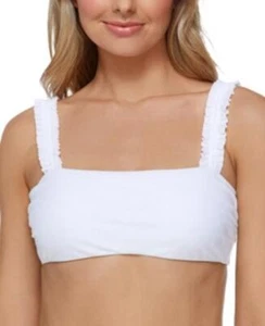 $40 Raisins Juniors' Tulum Ruffled-Strap Bikini Top Women's Swimsuit White Small - Picture 1 of 1