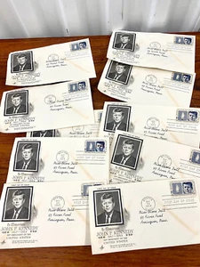 Set Of 10 Vintage 1964 In Memoriam John F. Kennedy First Day Covers - Bild 1 von 9