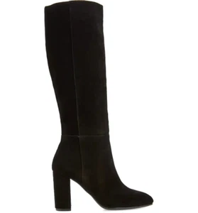 Chinese Laundry KRAFTY Women’s Knee High Boots Black Suede Block Heel Half Moon - Picture 1 of 5