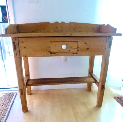 Antique TABLE Pine ENGLISH/WELSH FARM TABLE, 1800's,  Rustic, Primitive, Unique - Image 1 of 4