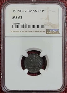1919G GERMANY 5P IRON NGC MS63 UNC [KM#19] - Picture 1 of 5