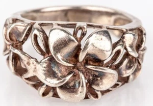 Ring | Sterling Silver .925 | Plumeria/Tropical Flower Motif | size: 5.5 - Picture 1 of 3