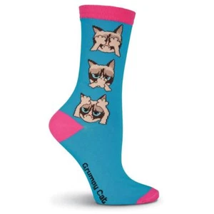 Women's Grumpy Cat Hear, Speak, See No Grumpy Crew Socks - 1 Pair - Picture 1 of 5