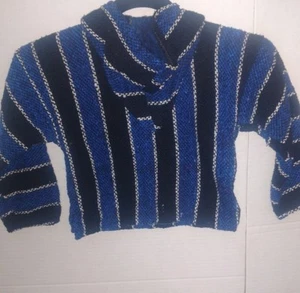 Baja Toddlers Surf Hoodie Blue & Black striped Pullover pocket in front sz 2-3T - Picture 1 of 5