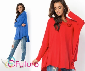 Damas Túnica Holgada Flotante Gran Tamaño Caftán Cuello de Capucha Informal Mangas Largas Top FM40 - Imagen 1 de 8