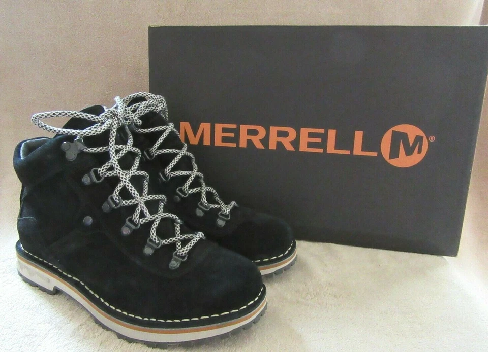 Merrell Sugarbush Waterproof Black Suede Leather BOOTS Shoes US 6 M EUR 36 NWB