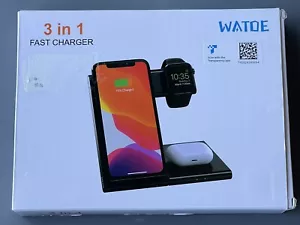 WATOE Stazione di ricarica wireless 3 in 1 - Nero - Foto 1 di 2