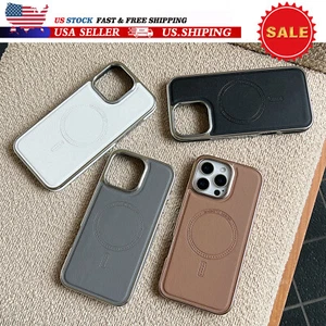 Herren Magnetische Leder Beschichtung Stoßfest Hülle für iPhone 16 Pro Max 15 14 13  - Bild 1 von 17