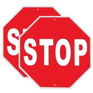 Kichwit 2er Pack Stoppschild Straßenschild reflektierend Aluminiumschild 12" x 12" - Bild 1 von 6