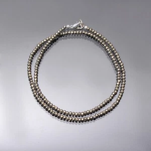 Collar Pirita Micro Cuentas Facetadas 18", 3 mm Pirita Oro Cuentas Redondas Collar - Imagen 1 de 5