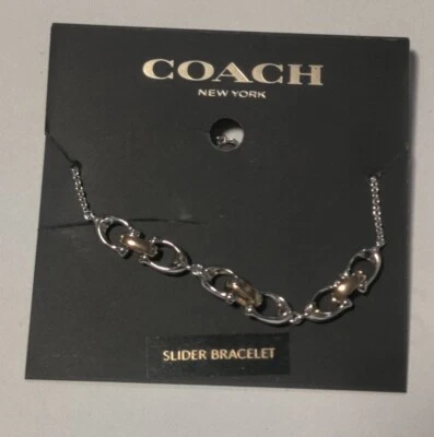Nuevo Brazalete Deslizante Con Etiqueta COACH Pave Signature Plateado con Logo CC Estrás Foto 1 de 4