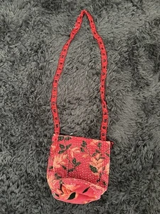 Free People Red Velvet Moon Crossbody Bag Beaded Crochet Embroidered Threads NEW - Picture 1 of 4