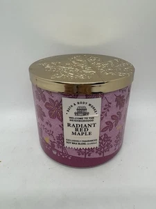 Bath and Body Works Radiant Red Maple  3 - Wick Candle 14.5 oz - Picture 1 of 3