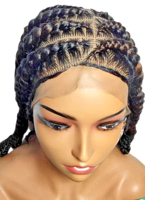 Large Cornrow Braided Wig. Big Stitch Braids. Full Lace with Baby Hair - Image 1 of 4