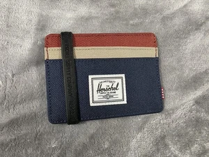 NWT Herschel Supply Co. Charlie Cardholder Wallet Navy/Red/Khaki RFID - Picture 1 of 3