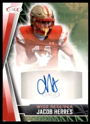 JACOB HERRES 2022 Sage Hit Low Series Vermelho AUTO AUTÓGRAFO RC Rookie  - Imagem 1 de 2