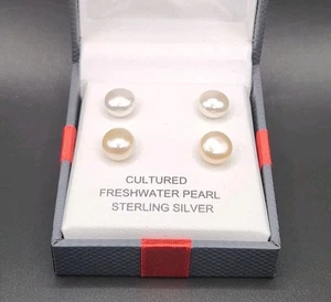 Cultured Freshwater Pearl Sterling Silver Stud Earrings - Picture 1 of 4