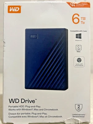 Western Digital WD Drive Portable 6TB HDD External Hard Drive New Sealed - Image 1 of 3