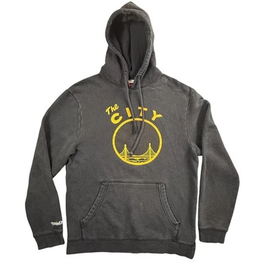 Golden State Warriors Hoodie Men's Large Black The City NBA Mitchell Ness Jacket - Image 1 of 4