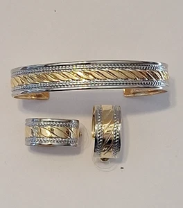 Tinned Brass Earrings and Bracelet Set - Picture 1 of 4