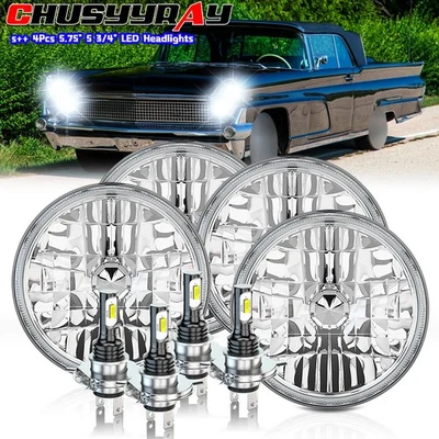 Faros LED Hi/Lo DRL de 5-3/4 de 5,75 pulgadas 4 piezas para Lincoln Mark V 1977-1981 Foto 1 de 4