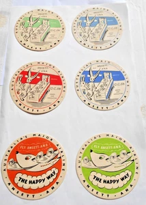 VINTAGE 1970s AUSTRALIAN ANSETT & ANA AIRLINES 6 X BEER COASTERS LOT E - Foto 1 di 3