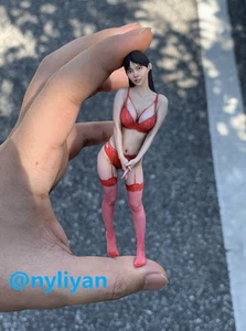 1/18 1/16 1/12 Miniatures Red Stocking Bikini Beauty Girl Scene Figures For Cars - Picture 1 of 3