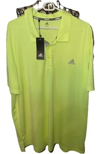 ADIDAS GOLF UPF 50  ADV NOVELTY Short Sleeve Polo Shirt Yellow Sz 2XL NEW - Picture 1 of 6