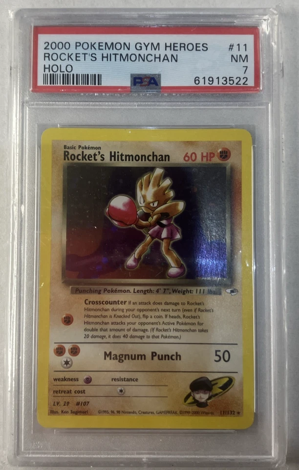 [PSA]7 - 2000 Holo - Rocket's Hitmonchan #11 Pokemon Gym Heroes - Image 1 of 1