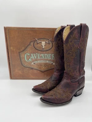 Botas femininas Cavenders marrom faroeste 6.5 bordadas biqueira recortada cowgirl - Imagem 1 de 4