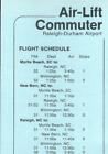 Airline Timetable - Air-Lift Commuter - 15/10/81 - Raleigh-Durham Airport