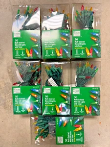 Home Accents Holiday 50 LED Multi-Color Battery Operated Lights Timer Lot of 7 - Picture 1 of 1