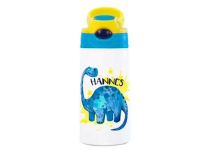 Trinkflasche für Junge mit Name, Dinosaurier, personalisiertes Geschenk Aquarell - Bild 1 von 5