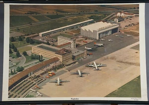 Fotoplakat Luftfahrt Wandbild Vintage Wandkarte Flughafen Stuttgart - Bild 1 von 1