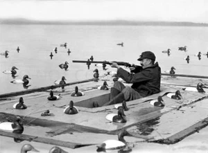 ANTIQUE REPRO 8X10 PHOTOGRAPH SINKBOX CANVASBACK DUCK HUNTING - Picture 1 of 1