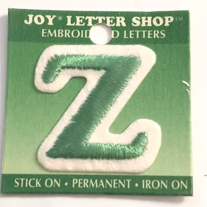 Joy Letter Shop verde Z 1,5"" parche bordado parche aplique artesanía - Imagen 1 de 5
