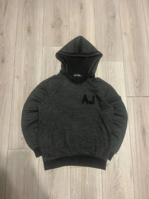 armani jeans hoodie xl big logo grey striped - Image 1 of 4