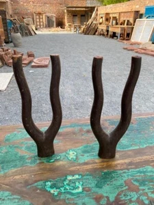 Antique Old Wooden Hand Carved Beautiful Horn Hanger - Picture 1 of 9