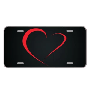 Custom License Plate With Fancy Red Heart Design Add Names - Picture 1 of 1