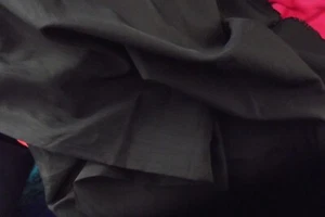 BLACK CRINKLE TAFFETA FABRIC REMNANT, 112 cm width by 1.05 metre length , AUST - Picture 1 of 2