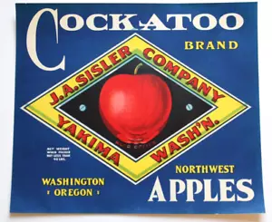 Original COCKATOO apple crate label J.A. Sisler Yakima Washington MISPRINT - Picture 1 of 2