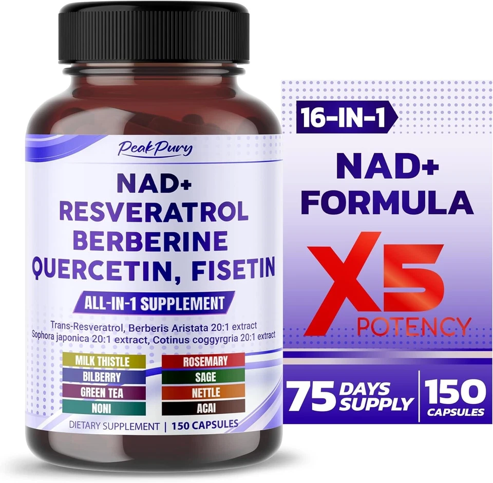 NAD+ Supplement for Anti-Aging Energy Focus & Nicotinamide Riboside Resveratrol - Image 1 of 4