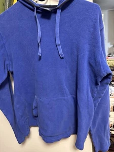 Polo Ralph Lauren Thermal Hoodie Men's Medium Blue Cotton Waffle Knit Sleepwear - Picture 1 of 4