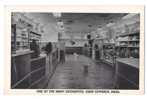 EXCHANGE Interior STORE Shelves CAMP EDWARDS Massachusetts Army MA Postcard BW - Picture 1 of 2